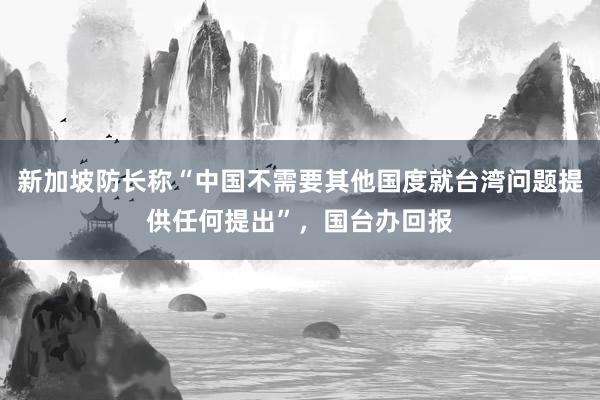 新加坡防长称“中国不需要其他国度就台湾问题提供任何提出”，国台办回报