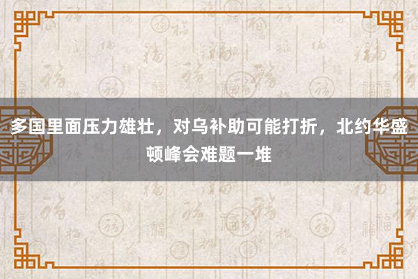 多国里面压力雄壮，对乌补助可能打折，北约华盛顿峰会难题一堆