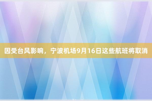 因受台风影响，宁波机场9月16日这些航班将取消