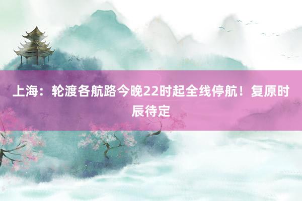 上海：轮渡各航路今晚22时起全线停航！复原时辰待定