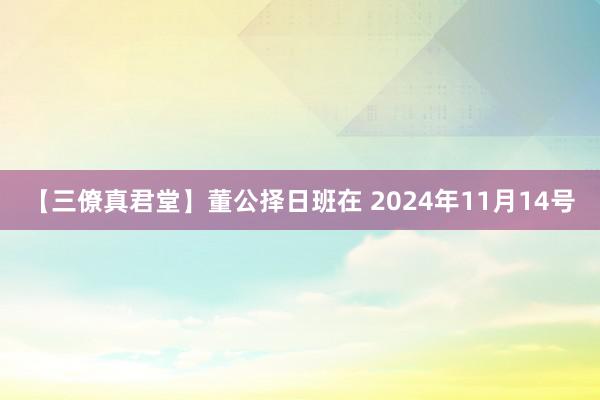 【三僚真君堂】董公择日班在 2024年11月14号